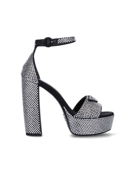 prada crystal embellished shoes|prada crystal platform sandals.